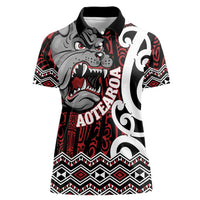 Personalised Aotearoa Bulldog Women Polo Shirt New Zealand Maori Taniko Art LT14 Female Red - Polynesian Pride