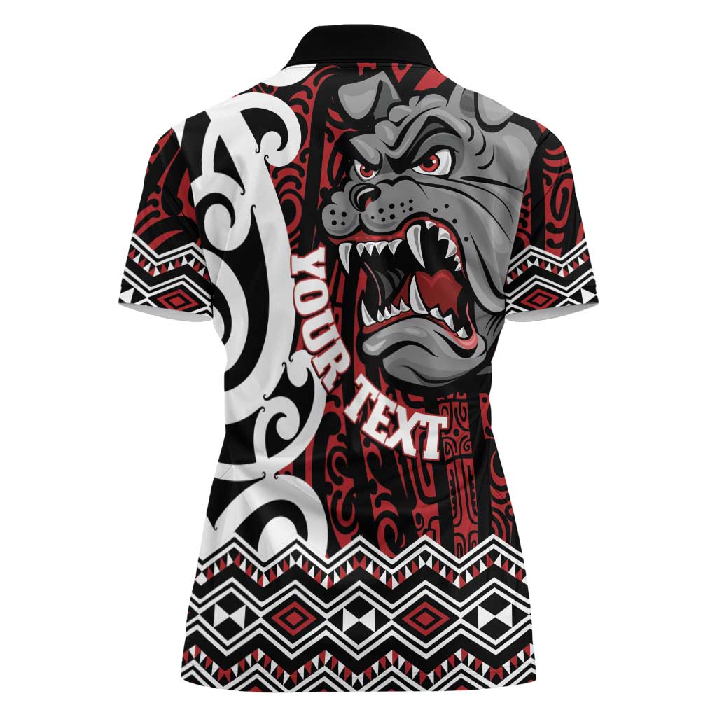Personalised Aotearoa Bulldog Women Polo Shirt New Zealand Maori Taniko Art LT14 - Polynesian Pride
