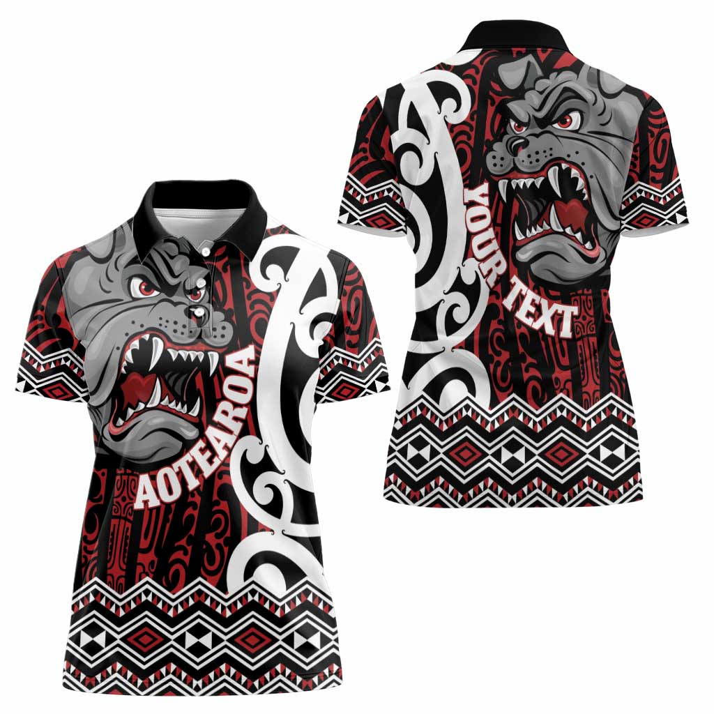 Personalised Aotearoa Bulldog Women Polo Shirt New Zealand Maori Taniko Art LT14 - Polynesian Pride
