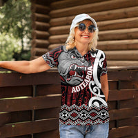 Personalised Aotearoa Bulldog Women Polo Shirt New Zealand Maori Taniko Art LT14 - Polynesian Pride
