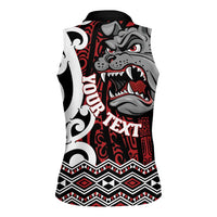 Personalised Aotearoa Bulldog Women Sleeveless Polo Shirt New Zealand Maori Taniko Art LT14 - Polynesian Pride