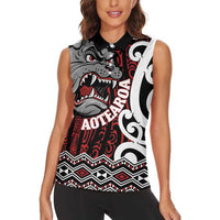 Personalised Aotearoa Bulldog Women Sleeveless Polo Shirt New Zealand Maori Taniko Art LT14 - Polynesian Pride
