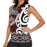 Personalised Aotearoa Bulldog Women Sleeveless Polo Shirt New Zealand Maori Taniko Art LT14 - Polynesian Pride
