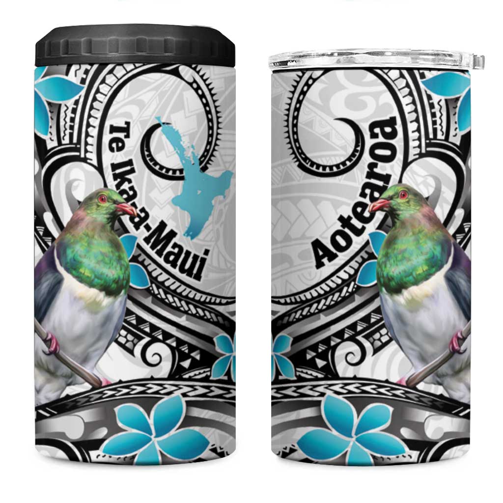Aotearoa Te Ika-a-Maui 4 in 1 Can Cooler Tumbler South Island Kekeru Maori Koru LT14 One Size: 16 oz White - Polynesian Pride