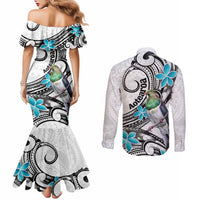 Aotearoa Te Ika-a-Maui Couples Matching Mermaid Dress and Long Sleeve Button Shirt South Island Kekeru Maori Koru LT14 - Polynesian Pride