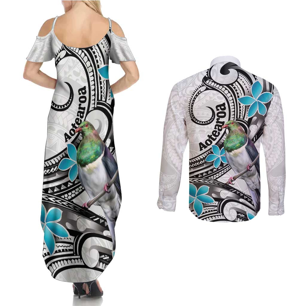 Aotearoa Te Ika-a-Maui Couples Matching Summer Maxi Dress and Long Sleeve Button Shirt South Island Kekeru Maori Koru LT14 - Polynesian Pride