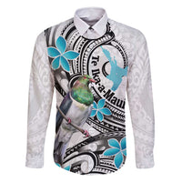 Aotearoa Te Ika-a-Maui Family Matching Mermaid Dress and Hawaiian Shirt South Island Kekeru Maori Koru LT14 Dad's Shirt - Long Sleeve White - Polynesian Pride