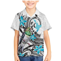 Aotearoa Te Ika-a-Maui Family Matching Mermaid Dress and Hawaiian Shirt South Island Kekeru Maori Koru LT14 Son's Shirt White - Polynesian Pride