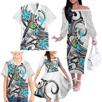 Aotearoa Te Ika-a-Maui Family Matching Off The Shoulder Long Sleeve Dress and Hawaiian Shirt South Island Kekeru Maori Koru LT14 - Polynesian Pride