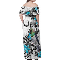 Aotearoa Te Ika-a-Maui Family Matching Off Shoulder Maxi Dress and Hawaiian Shirt South Island Kekeru Maori Koru LT14 - Polynesian Pride