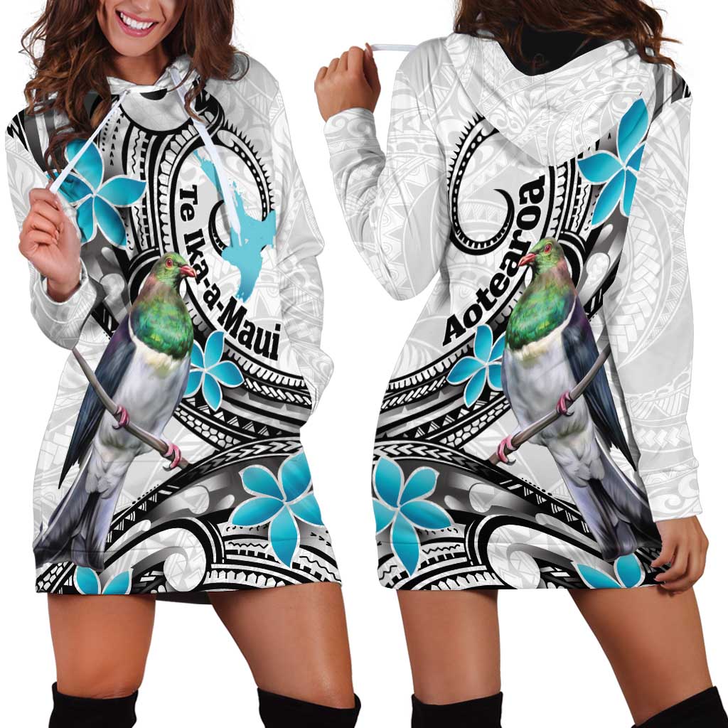 Aotearoa Te Ika-a-Maui Hoodie Dress South Island Kekeru Maori Koru LT14 - Polynesian Pride