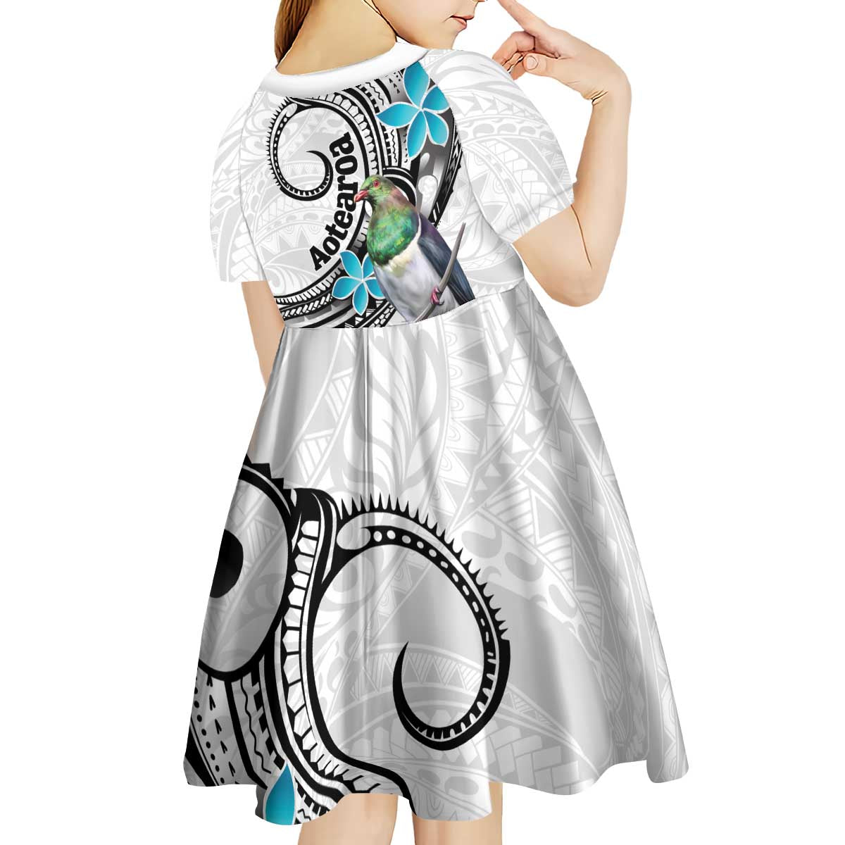 Aotearoa Te Ika-a-Maui Kid Short Sleeve Dress South Island Kekeru Maori Koru LT14 - Polynesian Pride