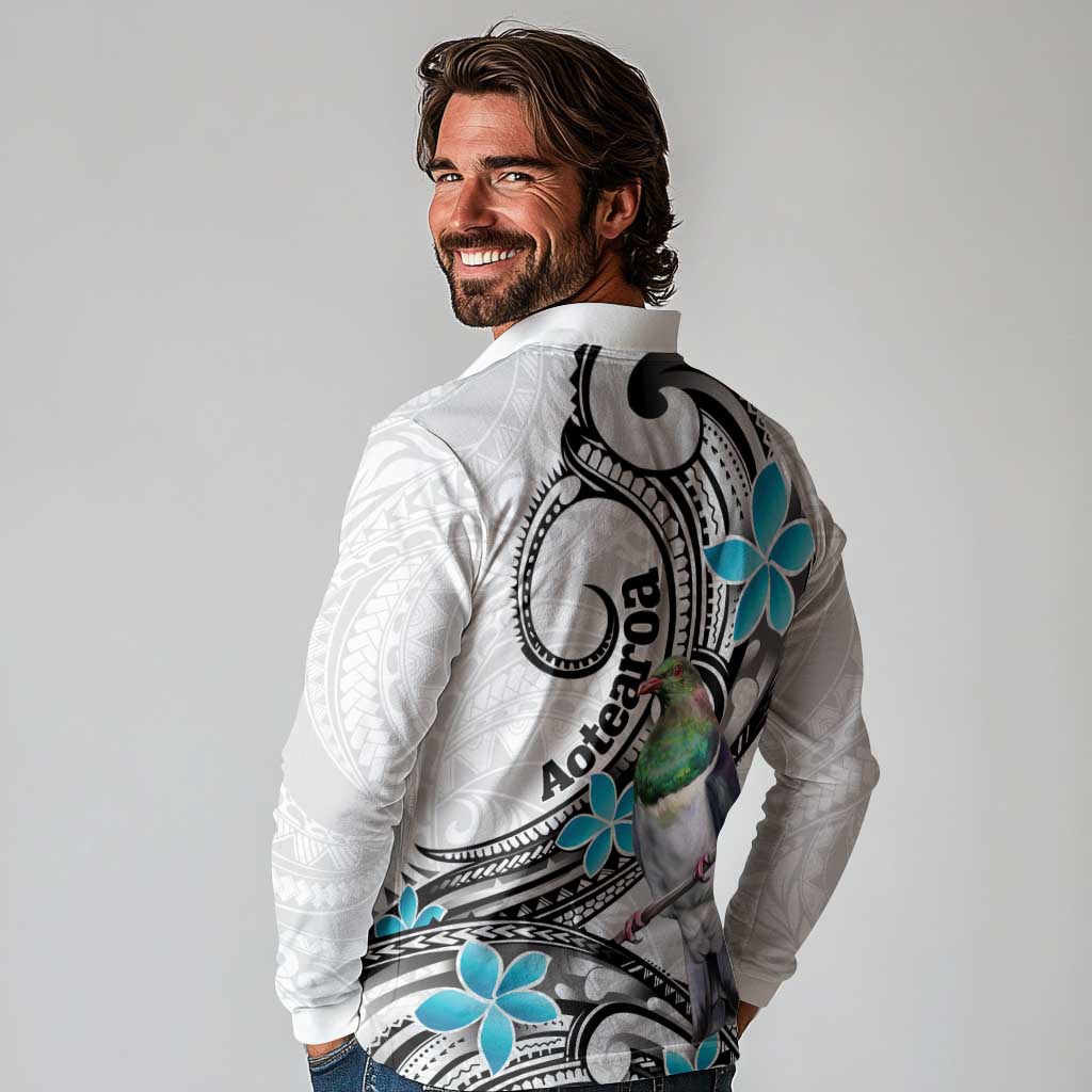 Aotearoa Te Ika-a-Maui Long Sleeve Polo Shirt South Island Kekeru Maori Koru LT14 - Polynesian Pride