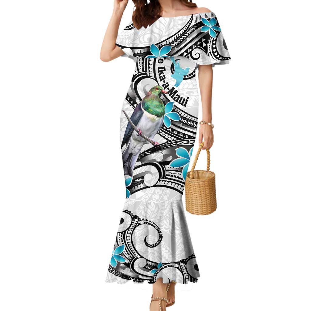 Aotearoa Te Ika-a-Maui Mermaid Dress South Island Kekeru Maori Koru LT14 Women White - Polynesian Pride