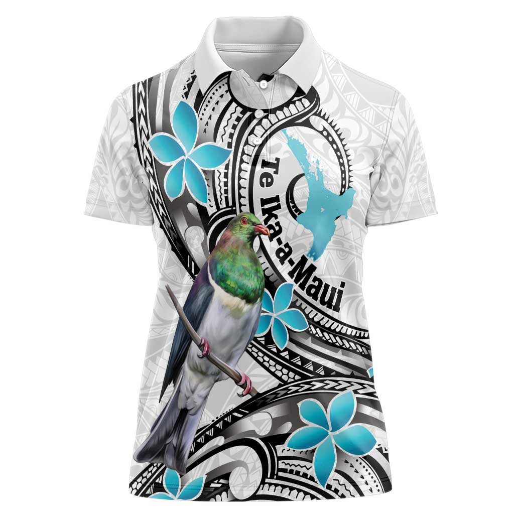 Aotearoa Te Ika-a-Maui Women Polo Shirt South Island Kekeru Maori Koru LT14 Female White - Polynesian Pride