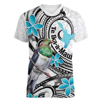 Aotearoa Te Ika-a-Maui Women V-Neck T-Shirt South Island Kekeru Maori Koru LT14 Female White - Polynesian Pride