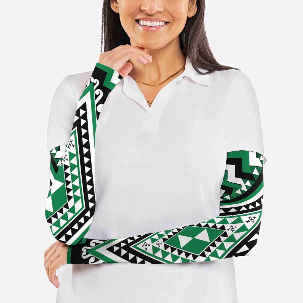 Green New Zealand Taniko Poutama Patikitiki Arm Sleeves - Polynesian Pride