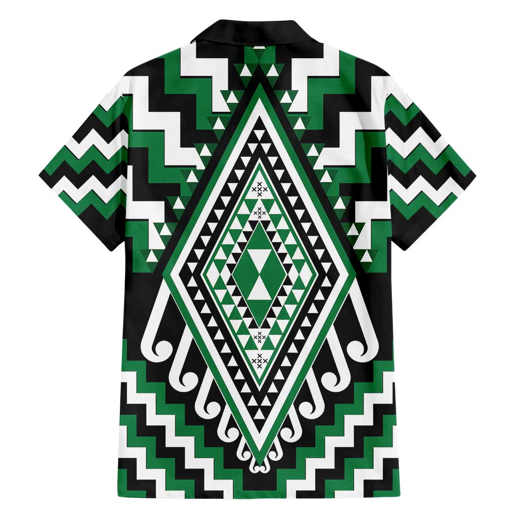 Green Aotearoa Taniko Poutama Patikitiki Family Matching Long Sleeve Bodycon Dress and Hawaiian Shirt LT14 - Polynesian Pride