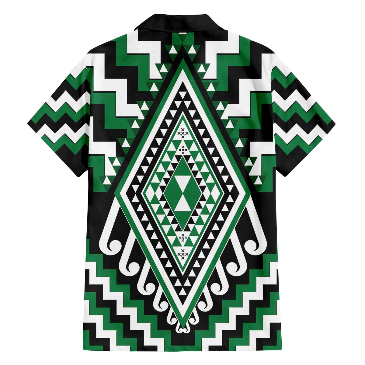 Green Aotearoa Taniko Poutama Patikitiki Family Matching Off The Shoulder Long Sleeve Dress and Hawaiian Shirt LT14 - Polynesian Pride