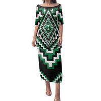 Green Aotearoa Taniko Poutama Patikitiki Family Matching Puletasi and Hawaiian Shirt LT14 Mom's Dress Green - Polynesian Pride