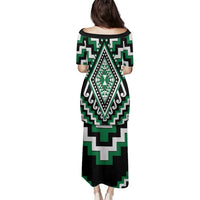 Green Aotearoa Taniko Poutama Patikitiki Family Matching Puletasi and Hawaiian Shirt LT14 - Polynesian Pride