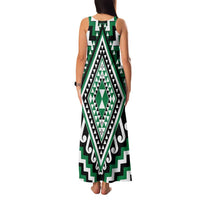 Green Aotearoa Taniko Poutama Patikitiki Family Matching Tank Maxi Dress and Hawaiian Shirt LT14 - Polynesian Pride