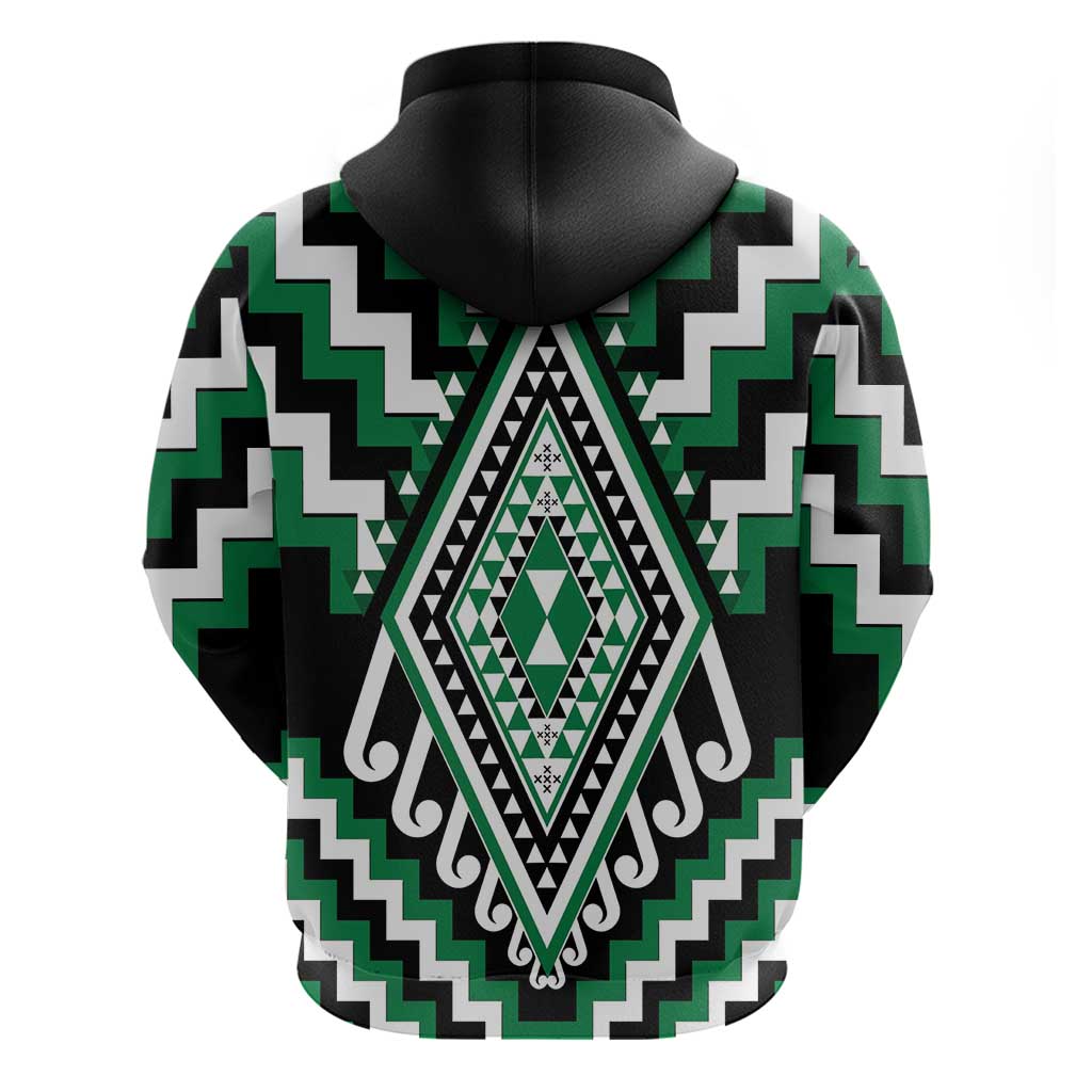 Green Aotearoa Taniko Poutama Patikitiki Hoodie LT14 - Polynesian Pride