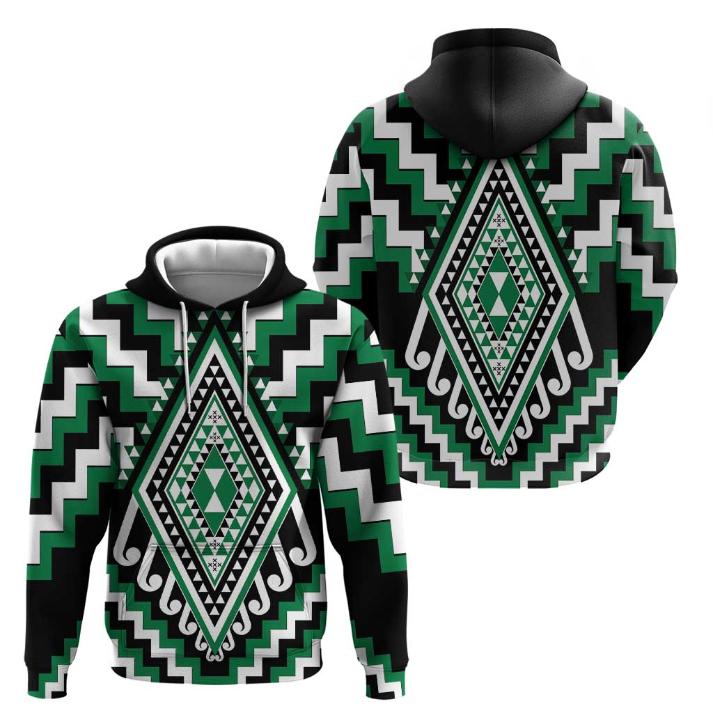 Green Aotearoa Taniko Poutama Patikitiki Hoodie LT14 - Polynesian Pride