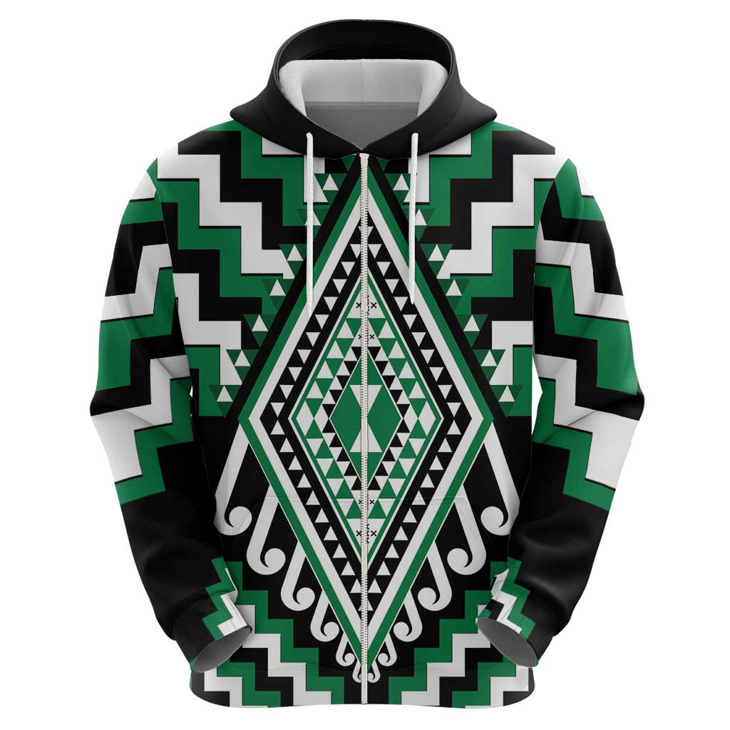 Green Aotearoa Taniko Poutama Patikitiki Hoodie LT14 - Polynesian Pride