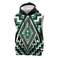 Green New Zealand Taniko Poutama Patikitiki Sleeveless Hoodie LT14 Green - Polynesian Pride