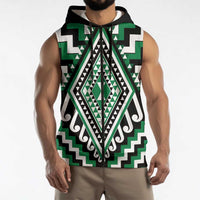 Green New Zealand Taniko Poutama Patikitiki Sleeveless Zip Hoodie LT14 - Polynesian Pride