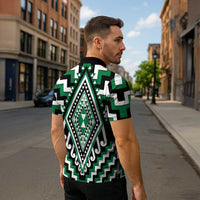 Green New Zealand Taniko Poutama Patikitiki Zipper Polo Shirt LT14 - Polynesian Pride