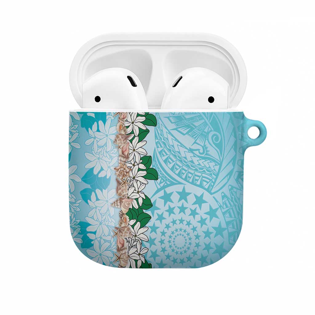 Cook Islands Tiare Maori With Conch Shell AirPods Case Pasifika Fest Polynesian Tattoo Turquoise LT14 Turquoise - Polynesian Pride