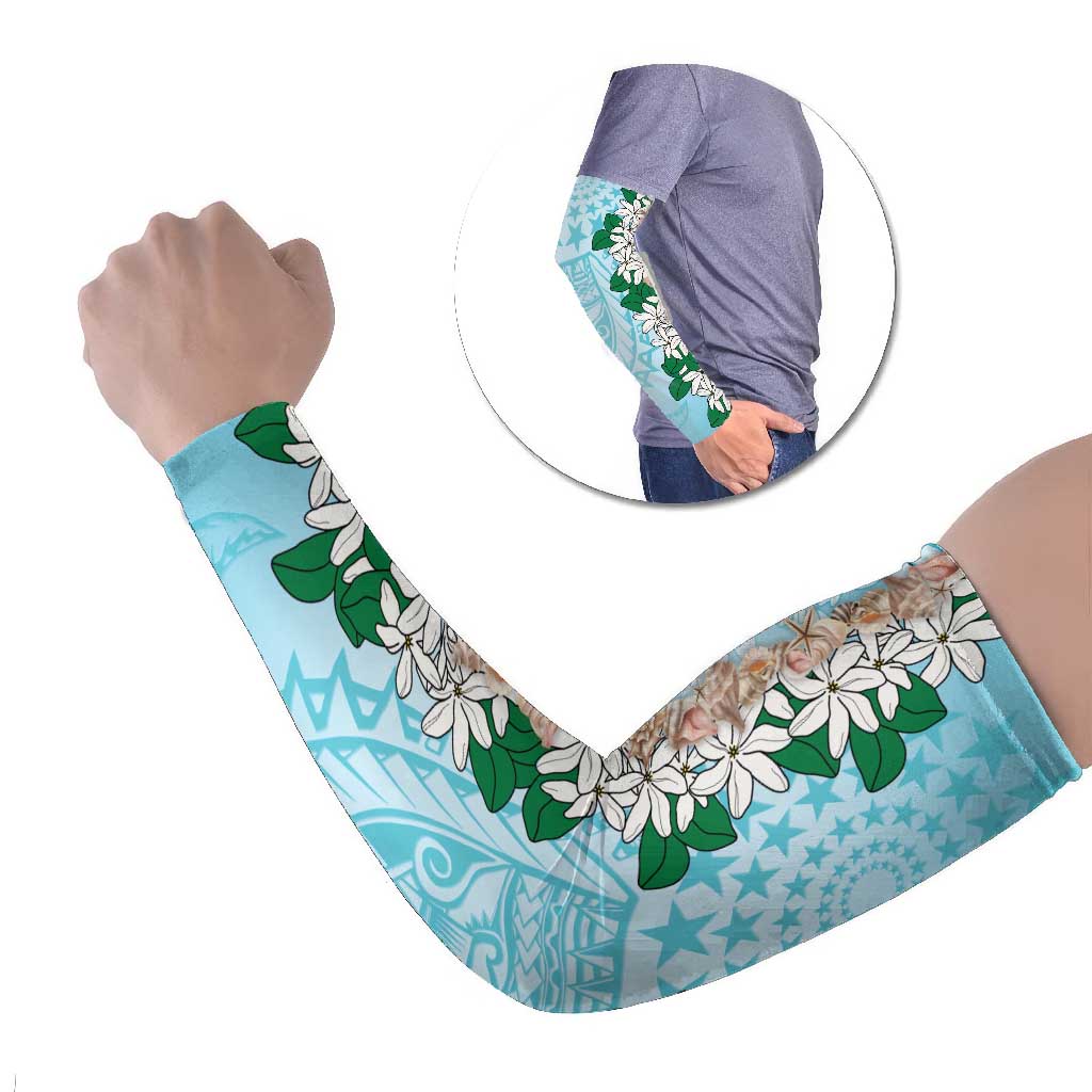 Cook Islands Tiare Maori With Conch Shell Arm Sleeves Pasifika Fest Polynesian Tattoo Turquoise