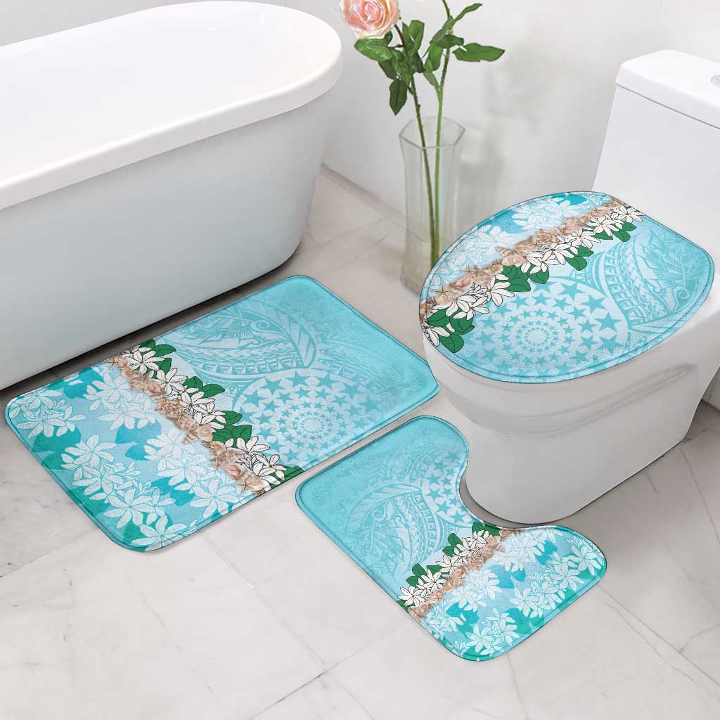 Cook Islands Tiare Maori With Conch Shell Bathroom Set Pasifika Fest Polynesian Tattoo Turquoise LT14 - Polynesian Pride