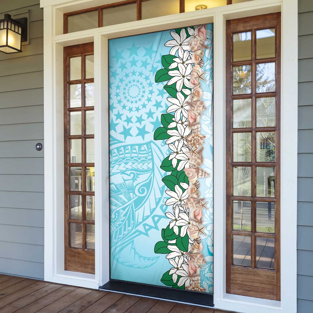 Cook Islands Tiare Maori With Conch Shell Door Cover Pasifika Fest Polynesian Tattoo Turquoise