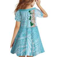 Cook Islands Tiare Maori With Conch Shell Family Matching Long Sleeve Bodycon Dress and Hawaiian Shirt Pasifika Fest Polynesian Tattoo Turquoise LT14 - Polynesian Pride