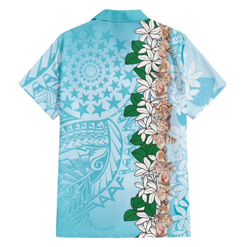 Cook Islands Tiare Maori With Conch Shell Family Matching Off Shoulder Maxi Dress and Hawaiian Shirt Pasifika Fest Polynesian Tattoo Turquoise LT14 - Polynesian Pride