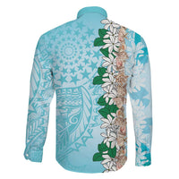 Cook Islands Tiare Maori With Conch Shell Family Matching Puletasi and Hawaiian Shirt Pasifika Fest Polynesian Tattoo Turquoise LT14 - Polynesian Pride
