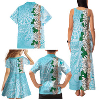 Cook Islands Tiare Maori With Conch Shell Family Matching Tank Maxi Dress and Hawaiian Shirt Pasifika Fest Polynesian Tattoo Turquoise LT14 - Polynesian Pride