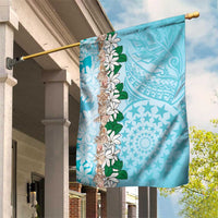 Cook Islands Tiare Maori With Conch Shell Garden Flag Pasifika Fest Polynesian Tattoo Turquoise LT14 House Flag Turquoise - Polynesian Pride