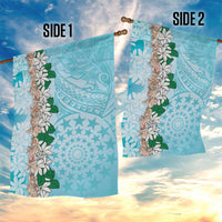 Cook Islands Tiare Maori With Conch Shell Garden Flag Pasifika Fest Polynesian Tattoo Turquoise LT14 - Polynesian Pride