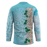 Cook Islands Tiare Maori With Conch Shell Hockey Jersey Pasifika Fest Polynesian Tattoo Turquoise