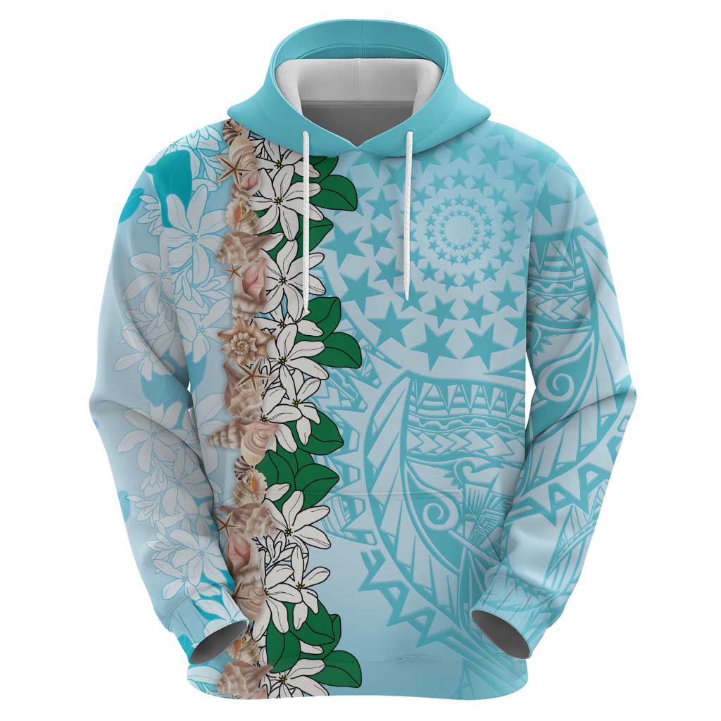 Cook Islands Tiare Maori With Conch Shell Hoodie Pasifika Fest Polynesian Tattoo Turquoise
