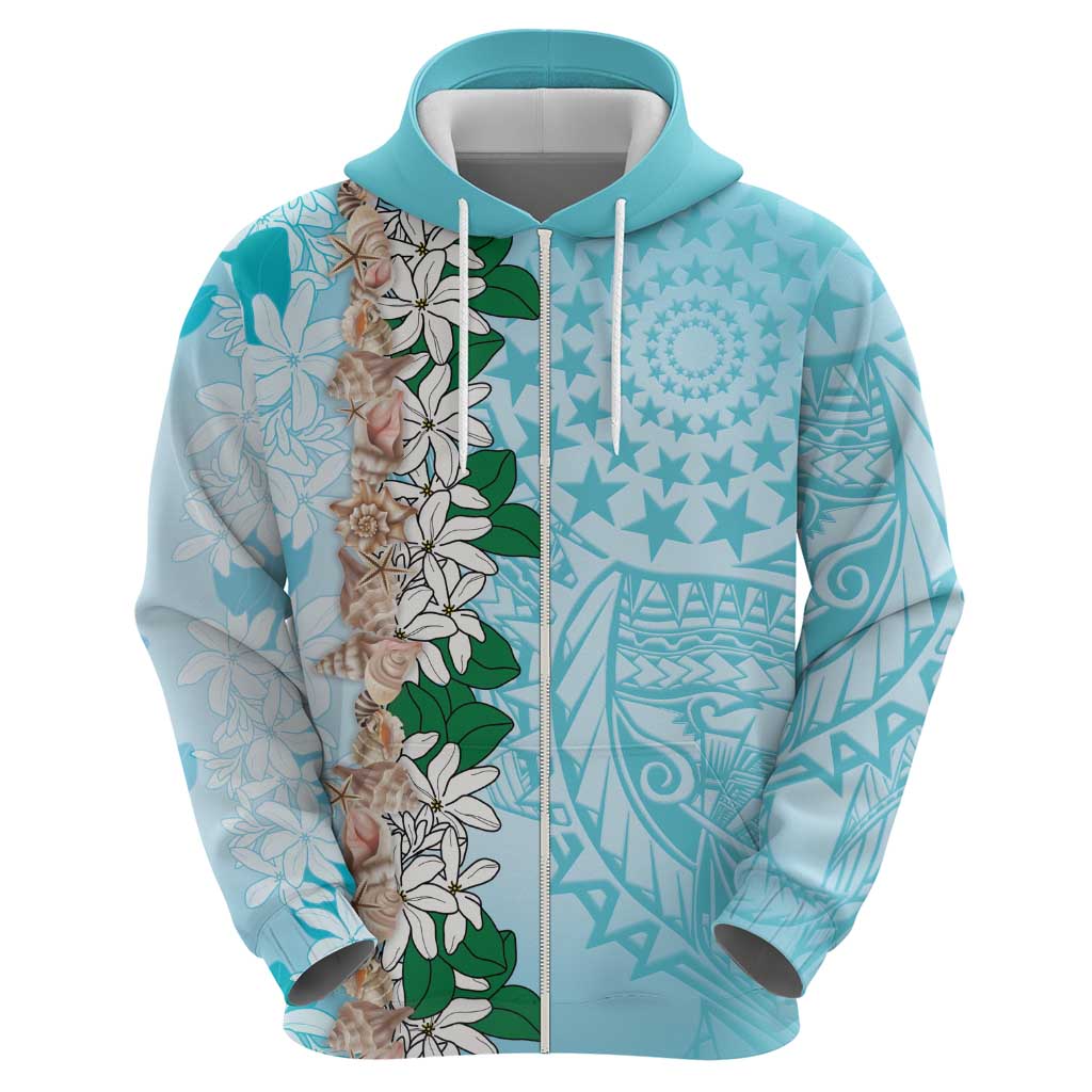 Cook Islands Tiare Maori With Conch Shell Hoodie Pasifika Fest Polynesian Tattoo Turquoise