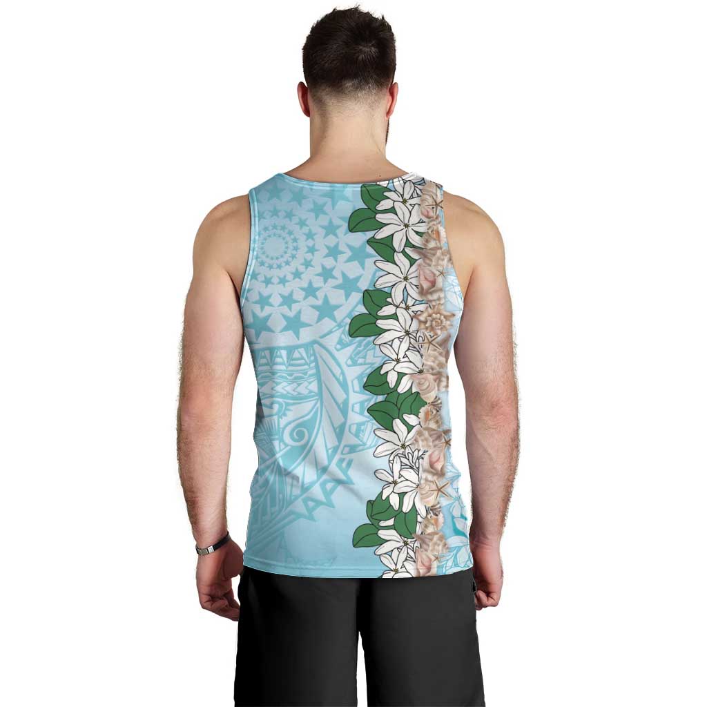 Cook Islands Tiare Maori With Conch Shell Men Tank Top Pasifika Fest Polynesian Tattoo Turquoise LT14 - Polynesian Pride