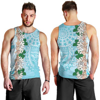 Cook Islands Tiare Maori With Conch Shell Men Tank Top Pasifika Fest Polynesian Tattoo Turquoise LT14 - Polynesian Pride