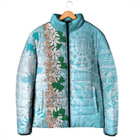 Cook Islands Tiare Maori With Conch Shell Padded Jacket Pasifika Fest Polynesian Tattoo Turquoise