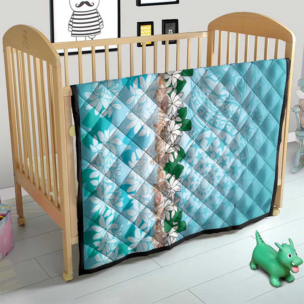 Cook Islands Tiare Maori With Conch Shell Quilt Pasifika Fest Polynesian Tattoo Turquoise