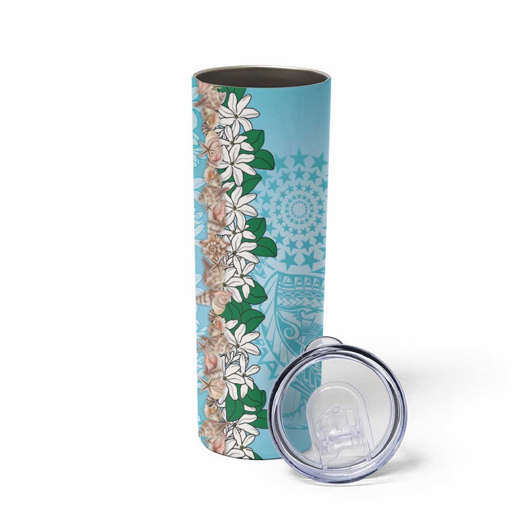 Cook Islands Tiare Maori With Conch Shell Skinny Tumbler Pasifika Fest Polynesian Tattoo Turquoise LT14 - Polynesian Pride